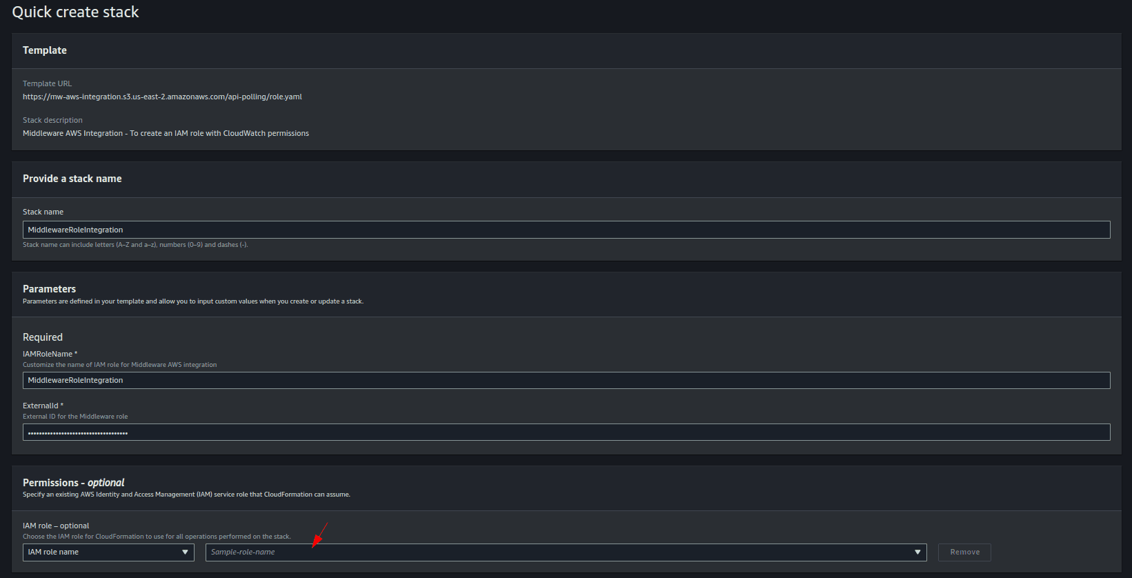 Stack for Create Role
