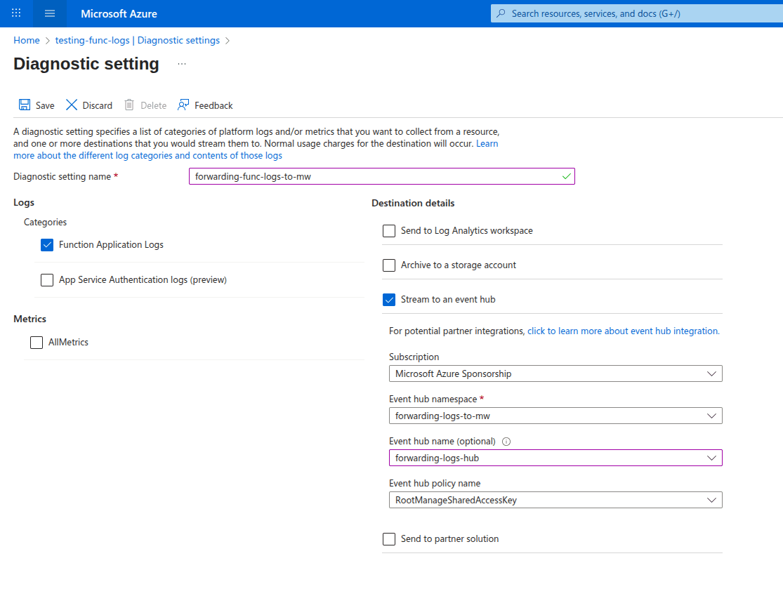 Diagnostic Setting