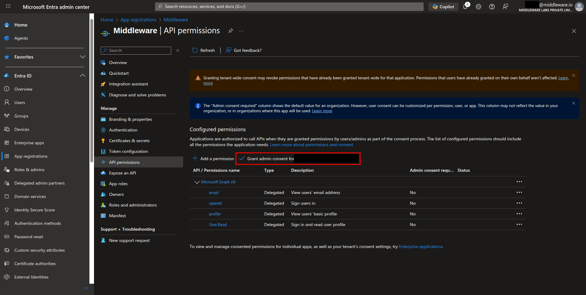 Configure Microsoft Entra ID integration in the Middleware