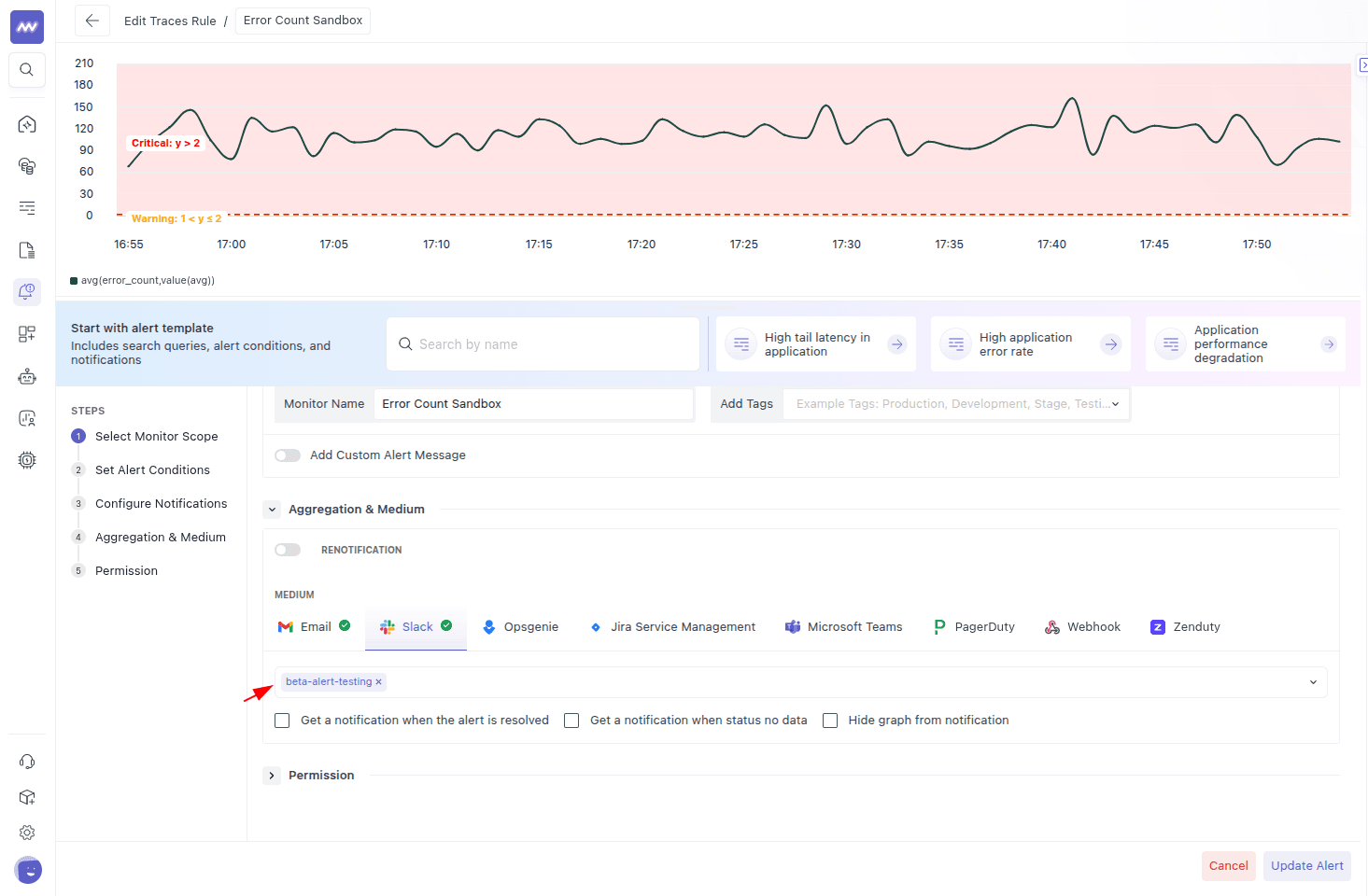 Slack Alert Creation