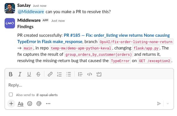 Slack OpsAI Reply