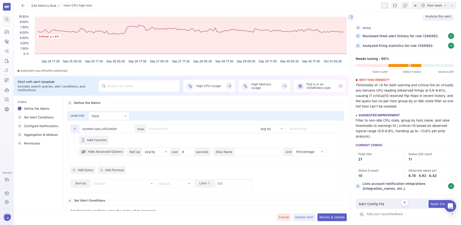 Analysize Alerts Configure with OpsAI