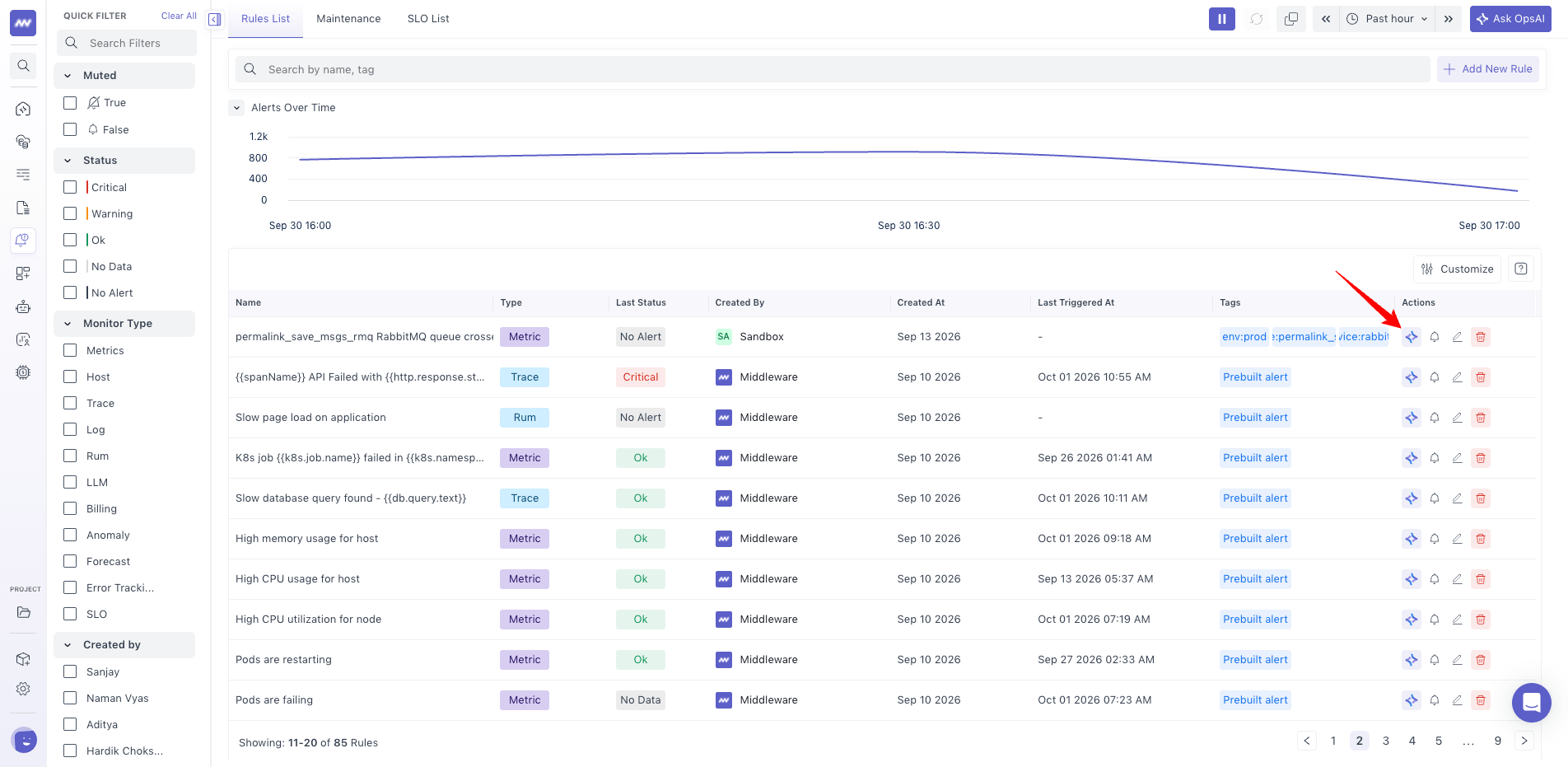Analysize Alerts Configure