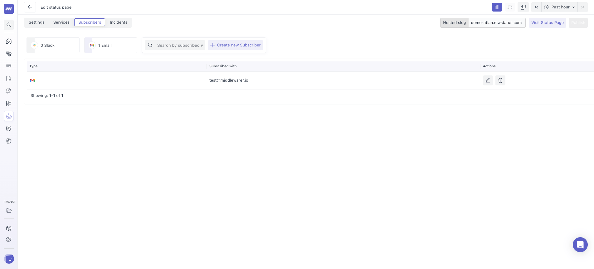 Status page: add email subscribers for incident notifications
