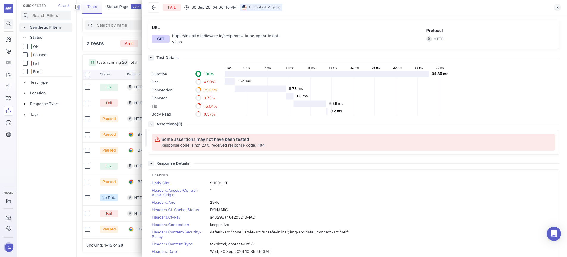 API test: test run timing breakdown