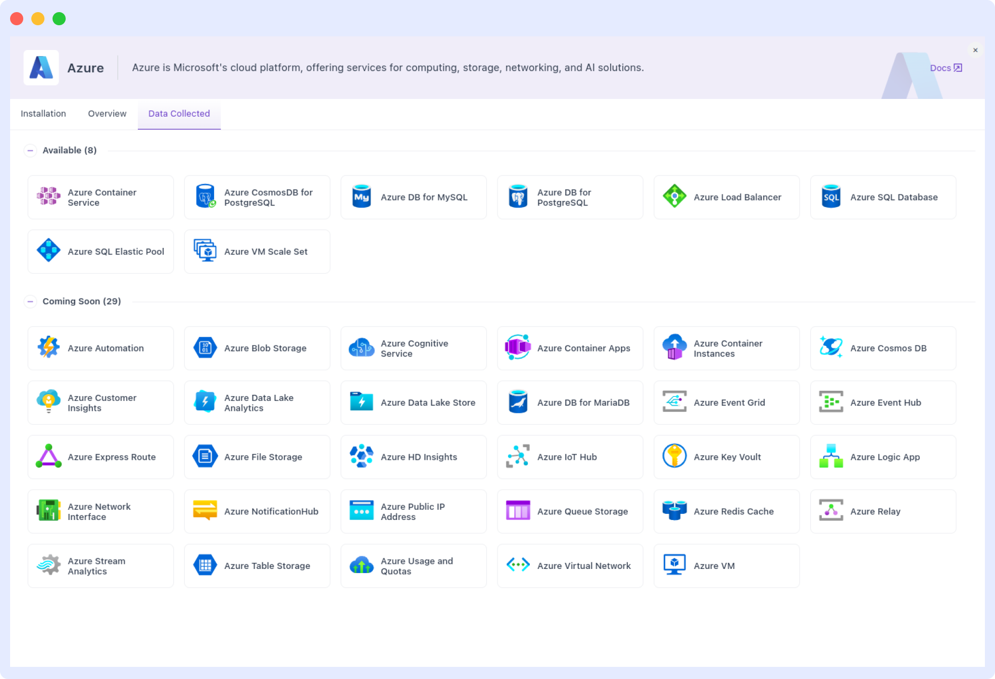 image-light Supported Azure Integrations