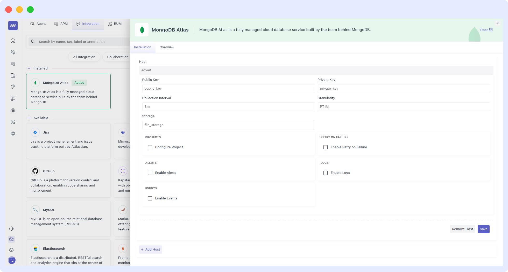 MongoDB Atlas Configuration Screen