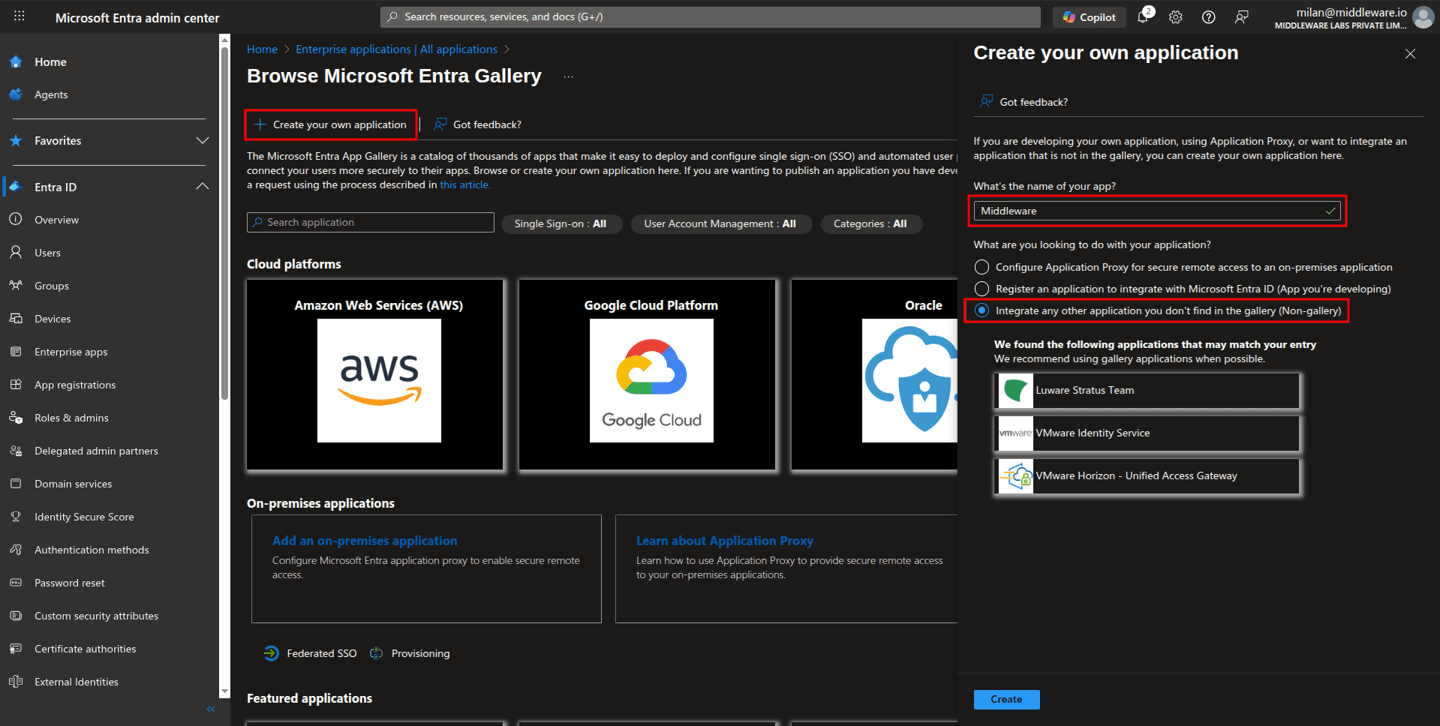 Enable SSO for Middleware in Microsoft Entra ID