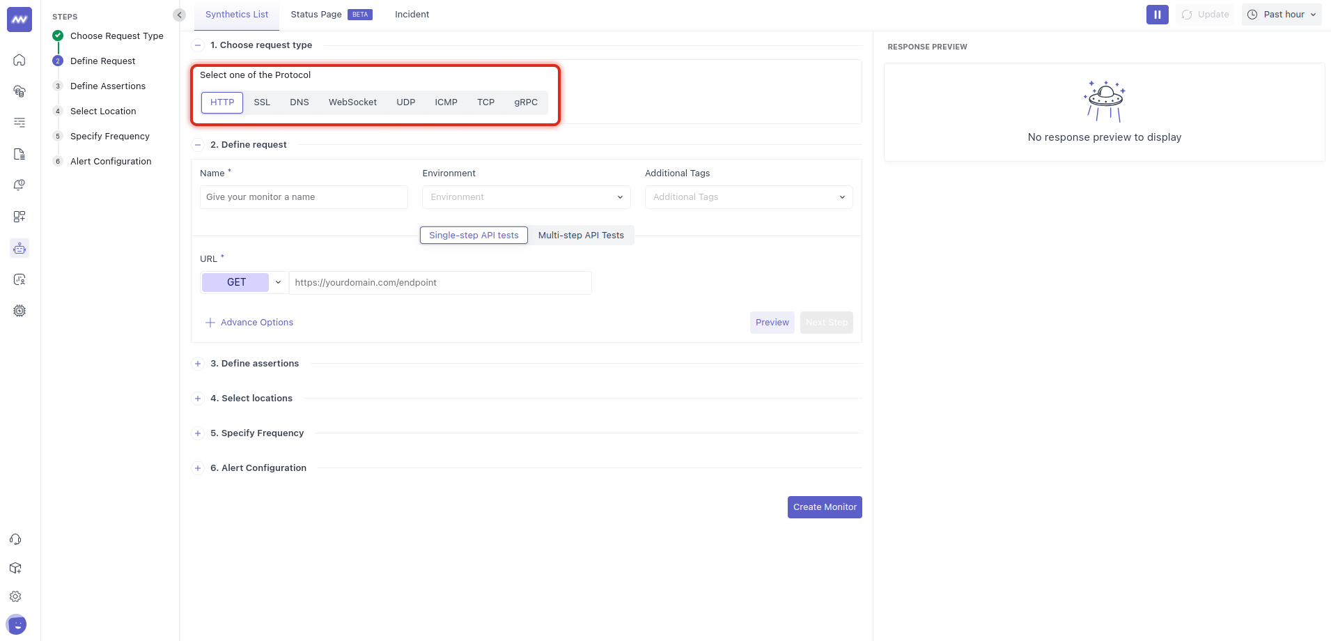 choose HTTP request protocol