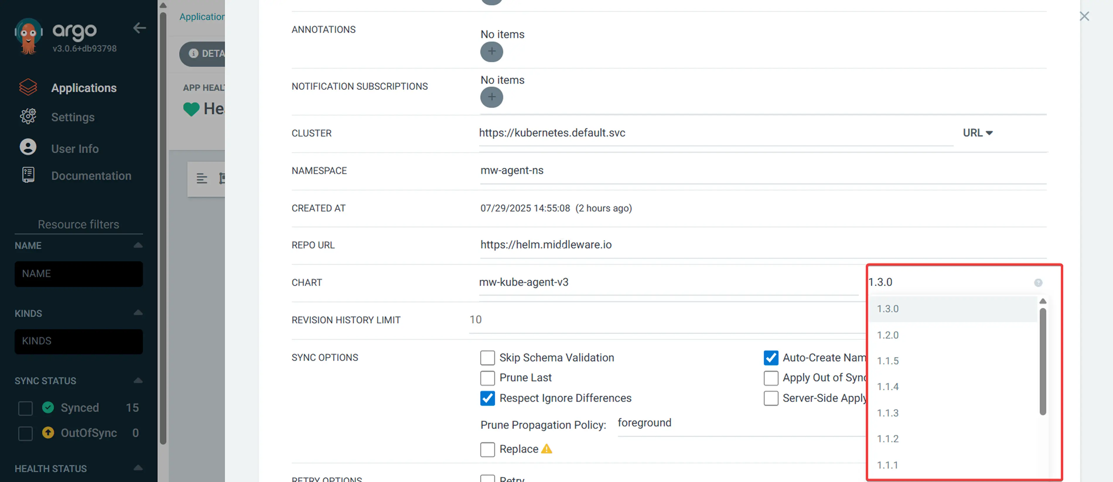 Kubernetes Agent Config Argo CD