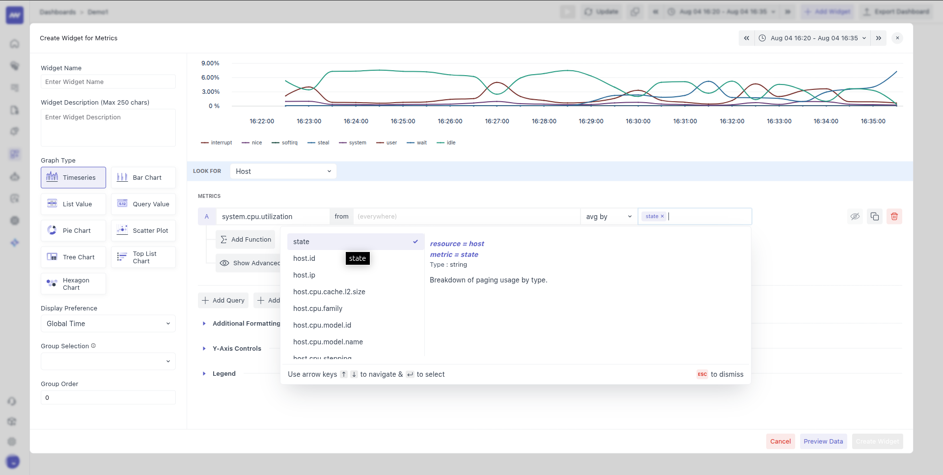 Aggregation with Group By showing data grouping options in a widget.