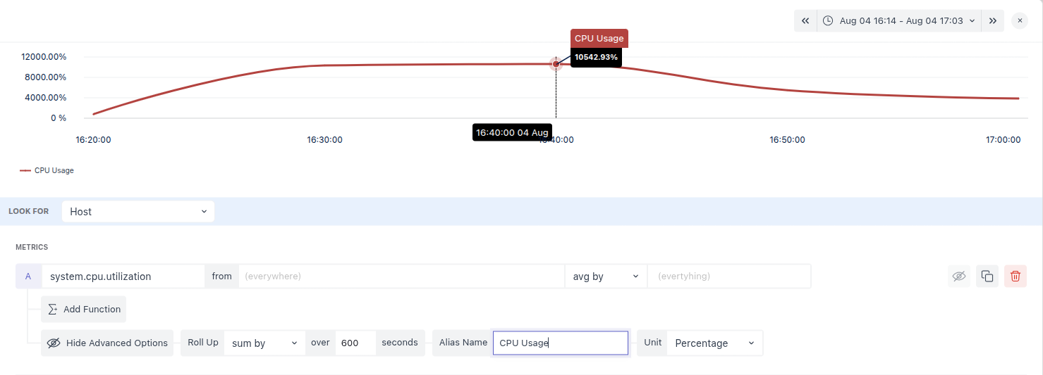 Alias naming interface to rename metrics or series for clarity.